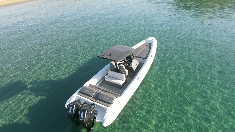 RIBCO Blade 30 aerial top-down over turquoise water