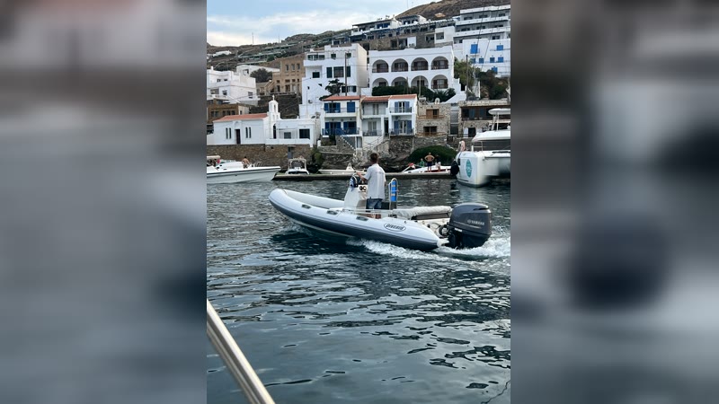 Diverib 550 at a Saronic island harbour