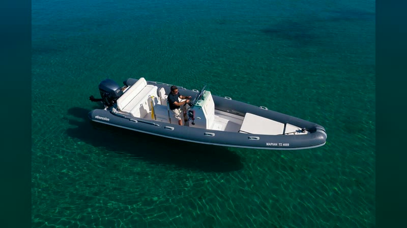 Obsession 7.40 RIB cruising the clear waters of the Saronic
