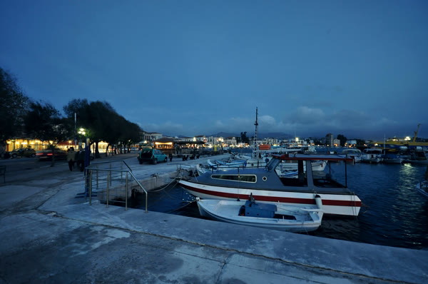 Aegina harbour at dusk